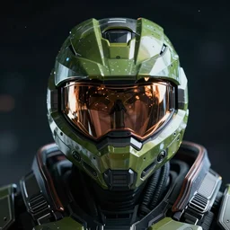 cyberpunk halo helmet on space, close shot, reflection, epic, dramatic, cinematic, award winning, ultra detailed, realistic