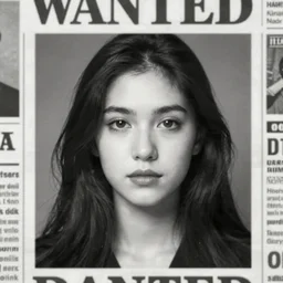 identikit picture of a criminal in the newspaper, low detail, low face, wanted, b & w