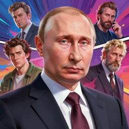 low angle portrait of vladimir putin, tepainting concept Blizzard pixar maya engine on stylized background splash comics global illumination lighting artstation lois van baarle, ilya kuvshinov, rossdraws