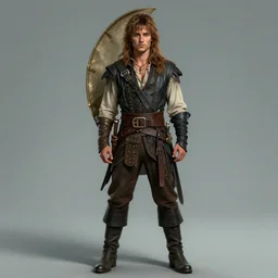 full body portrait of aaron taylor johnson as a swashbuckler. detailed face, concept art, intricate, highly detailed 8 k, smooth, sharp focus, handsome and aesthetic shape of face and body, artgerm, artstation, art by zexi guo and nira and junpei suzuki and gharliera and rinotuna