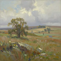 landscape painting of bag - end, tolkein, painting by bob ross