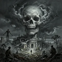 surrealism digital painting of the end of the world., horror,