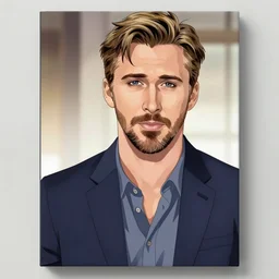 ryan gosling graphic novel cover art, yoji shinakawa, studio gainax