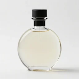 concept art of a magic ivory liquid in a transparent round bottle, black top, by gil elvgren, white tones, white background, digital painting, artstation, concept art, smooth, sharp foccus ilustration hq