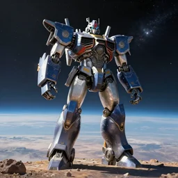 giant robot golem stands on a planet stretching 1 0 0 of miles into space