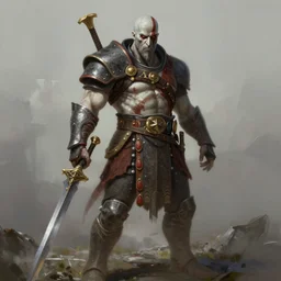 kratos by j. b. monge, trending on artstation, character art, character painting, fantasy illustration