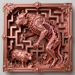 a creature of the night, by roy liechtestein, by victto ngai, anatomical drawing, rose - gold, ruby, flubber, wagyu, insanely detailed and intricate, hypermaximalist, elegant, ornate, hyper realistic, super detailed, trapped in a labyrinth