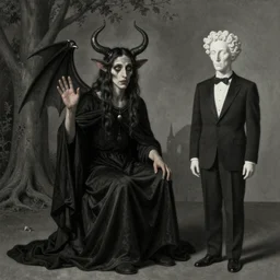 satan, by Raphael Hopper, and Rene Magritte. Extremely Highly detailed, Occult, funny, humorous, ((funny)), humor, magical, trending on artstationHQ