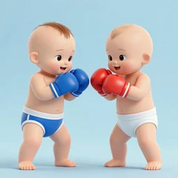 two babies boxing