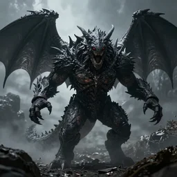 a world devourer meeting his match, 4k, cinematic, black, gray, grim, kinemacolor, high-res, highly detailed, atmospheric, dark,