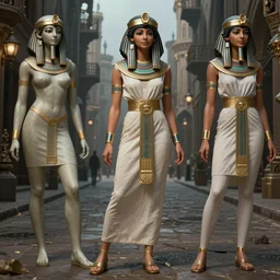 artist reference pictures pose, anatomy skills,sophisticated composition, old masters light composition, procedurally generated, epic maid girl character posing for concept art, gothic city streets behind her, costume design from ancient egyptian designers, substance designer, PBR, HD, Ultra detailed, hyperrealistic, megascans, volumetric light, concept by master artist, made in paint tool SAI2, trending pixiv face