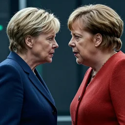 Angela Merkel fighting Neo in the matrix movie