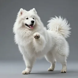 samoyed dog doing wai kru muay thai movements