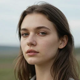 close up a face female portrait, 25 years old in a scenic environment by Ilya Kuvshinov