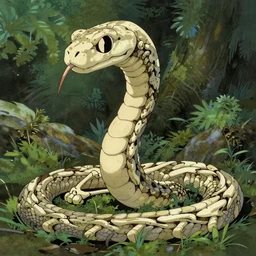 unrealistic studio ghibli manga still from close encounters of the third kind 1 9 7 7 of a snake skeleton