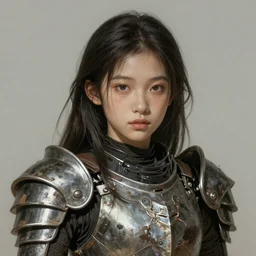 a professionally painted portrait of an attractive young girl, partially clothed in dirty metal-plated battle armor, dirty olive skin, long dark hair, beautiful bone structure, perfectly symmetrical face, perfect eyes, intricate, elegant, digital painting, concept art, illustration, sharp focus, minimal artifacts, volumetric lighting, from Metal Gear, in the style of Ruan Jia and Mandy Jurgens and Greg Rutkowski, trending on Artstation, award winning