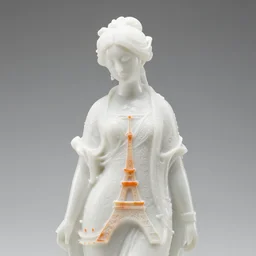 real delicate ceramic porcelain translucent sculpture of a woman with orange parisian ornaments, detailed on an intricate white surface by victo ngai and takato yamamoto, micro detail, subsurface scattering, translucent, thin porcelain, octane renderer, white color, physically based rendering, trending on cgsociety