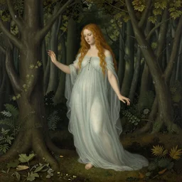 surreal and beautiful forest spirit, painted by hieronymous bosch