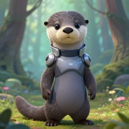 a cute male gray otter fursona wearing tight stylish futuristic clothes in the dreamy forest, fantasy, 8 k resolution, hyper detailed, d & d, character design, digital painting, trending on artstation, sharp focus, illustration, art by artgerm, steve zheng, fuji choko, viktoria gavrilenko, hoang lap