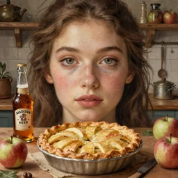 romanticism painting of ( ( madison beer ) ) in a rustic style kitchen, baking apple pie, symmetrical face, beautiful eyes, cottagecore, artstation, 8 k, highly detailed