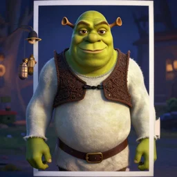 a shrek with a shrek, shrek, night setting. realistic shaded lighting poster by ilya kuvshinov katsuhiro, magali villeneuve, artgerm, jeremy lipkin and michael garmash, rob rey and kentaro miura style, trending on art station pinhole photography