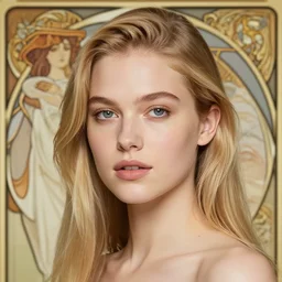 photo of a young woman who has been blessed by God with every-increasing beauty, intelligence, and virtue, photoshoot, real life skin, sharp focus, blonde hair, elegant, by Gil Elvgren and Greg Rutkowski and Alphonse Mucha, 8K