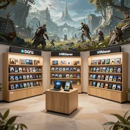 iphone reseller store in the middle of whiterun, 3 dgc, wide shot, skyrim, oblivion, pc game, gameplay screenshot