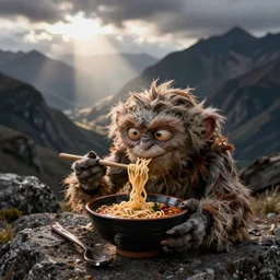 Gollum eating ramen trail cam footage