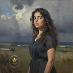 nancy ajram, oil painting