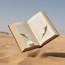 a huge book with torn pages that fly in the desert of f al - ula, leica, 5 0 mm, f 1. 4