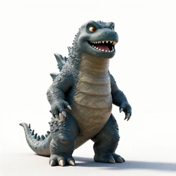 cheerful kaiju monster, cinematic studio photo, full body, standing, isolated on a pure white background, centered, whole figure in frame, sharp focus, studio lighting