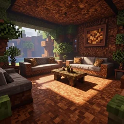 The floor is minecraft lava themed livingroom