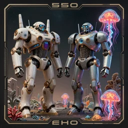 design only! 2 0 5 0 s retro future art 1 9 7 0 s science fiction borders lines decorations space machine, mech, robot. muted colors. by jean - baptiste monge, ralph mcquarrie, marc simonetti, 1 6 6 7. mandelbulb 3 d, fractal flame, jelly fish, coral, cinematic lightning