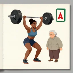 🏋🏻♀🕎🧚🏿♂🪝👵 in the style of a 1 9 8 0 souvenir postcard