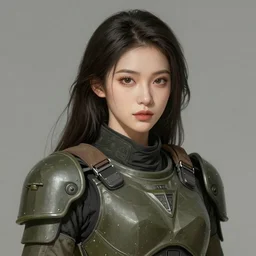 a professional portrait of an attractive young female, clothed in military-style battle armor, olive skin, long dark hair, beautiful bone structure, symmetrical facial features, intricate, elegant, digital painting, trending on Artstation, concept art, smooth, sharp focus, illustration, finely detailed, from Metal Gear by Ruan Jia and Mandy Jurgens and Artgerm and William-Adolphe Bouguerea, award winning