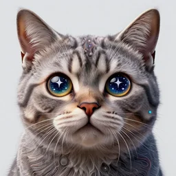 portrait of funny giant cute star constellation eyes kitten, intricate abstract. intricate artwork, by tooth wu, wlop, beeple, dan mumford. concept art, octane render, trending on artstation, greg rutkowski very coherent symmetrical artwork. cinematic, key art, hyper realism, high detail, octane render, 8 k, iridescent accents