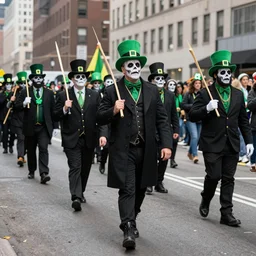 a parade of the dead marching down 5 th ave manhattan on st. patrick's day, 8 k, photo realistic, extremely life like