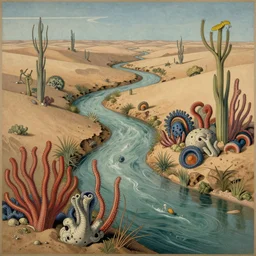 desert river crinoid maximalist art nouveau, cgsociety, artstation by gustave dore and tyler edlin