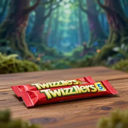 5 5 mm photo of a twizzlers on a wooden table in a magical forest. dof. bokeh. magical atmosphere. art by greg rutkowski. highly detailed 8 k. intricate. lifelike. soft light. nikon d 8 5 0.