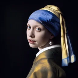 Brittany Murphy as the girl with a pearl earring by Vermeer, copy of original composition