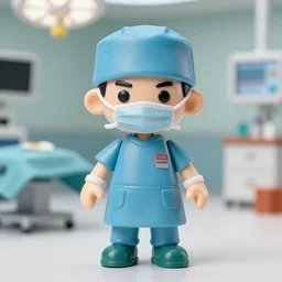 orlan cosplay surgeon in operating theatre, stop motion vinyl action figure, plastic, toy, butcher billy style
