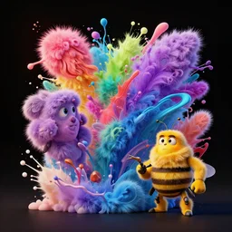 electronic 3 d art of abstract fluffy splashes by thomas kinkade, albert bierdstat and beeple, digital art, trending on artstation, rectilinear.