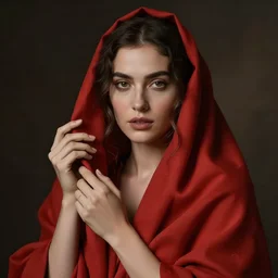 woman made of clay wrapped in red silk