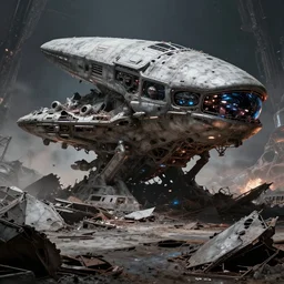 wreckage of a huge alien spacecraft from star wars
