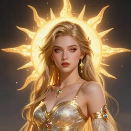 the goddess of the sun, absurdly beautiful, gorgeous, elegant, glowing lights, epic fantasy, colorfully, digital art, highly saturated colors, concept art, detailed illustration, hd, 4 k, digital art, bykim jung gi, irakli nadar, intricate linework