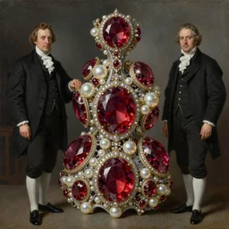 detailed rendered 8 k photograph imax and solomon joseph solomon and richard schmid and jeremy lipking victorian loose genre loose painting full length portrait painting of a luxury jewel, cell forms, organic, red ruby, pearl