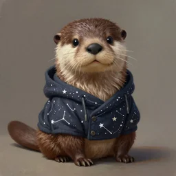 anthropomorphic furry otter wearing clothing with constellations on them, trending on art station, furaffinity, soft lighting, painting