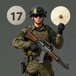 soldier holding a scar 17s, digital art