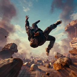 kanye falling from the sky, by weta digital, by weta fx, by wlop, cinematic, dramatic, intentional camera movement, ektachrome, perspective, colorful, post - production, vfx, insanely detailed and intricate, clods