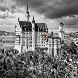 hand drawn castle map, black and white